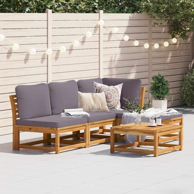 Salon de jardin avec coussins 5 pcs Bois d'acacia solide 510659510659