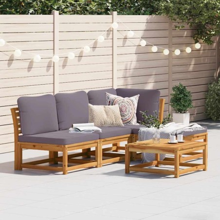 Salon de jardin avec coussins 5 pcs Bois d'acacia solide 510659510659