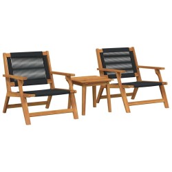 Chaises de jardin avec table 3 pcs Noir Bois d'Acacia Massif 510662510662