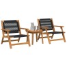 Chaises de jardin avec table 3 pcs Noir Bois d'Acacia Massif 510662510662