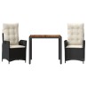 Ensemble à manger de jardin avec coussins 3 pcs Noir 510665510665