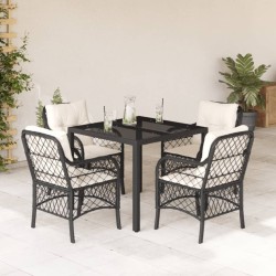 Ensemble à manger de jardin coussins 5pcs Noir Résine tressée 510666510666