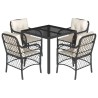 Ensemble à manger de jardin coussins 5pcs Noir Résine tressée 510666510666