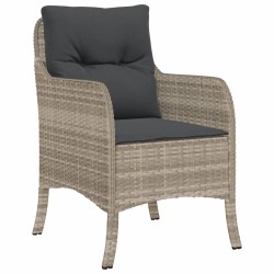 Ensemble à manger de jardin 3pcs coussins gris clair poly rotin 510667510667