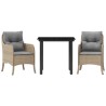 Ensemble à manger de jardin et coussins 3 pcs Beige poly rotin 510668510668