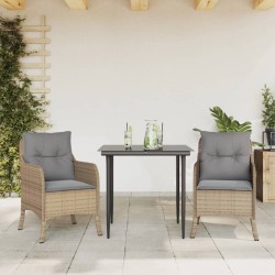 Ensemble à manger de jardin et coussins 3 pcs Beige poly rotin 510669510669
