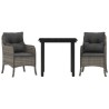 Ensemble à manger de jardin 3 pcs coussins gris résine tressée 510671510671