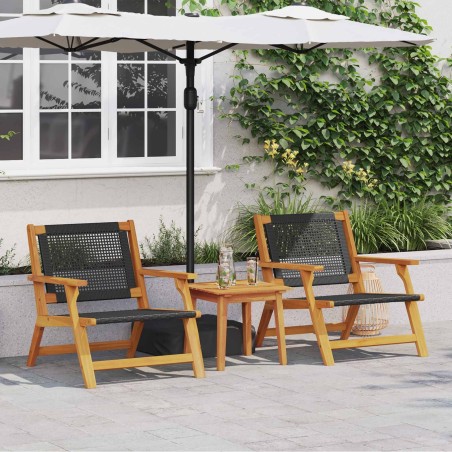 Chaises de jardin avec table 3 pcs Noir Bois d'Acacia Massif 510682510682