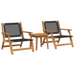 Chaises de jardin avec table 3 pcs Noir Bois d'Acacia Massif 510682510682