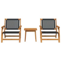 Chaises de jardin avec table 3 pcs Noir Bois d'Acacia Massif 510682510682