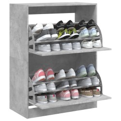Armoire à chaussures 2 tiroirs rabattables gris béton 510685510685