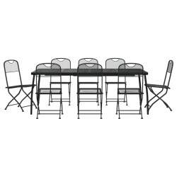 Ensemble à manger de jardin 9 pcs anthracite métal maille 510687510687