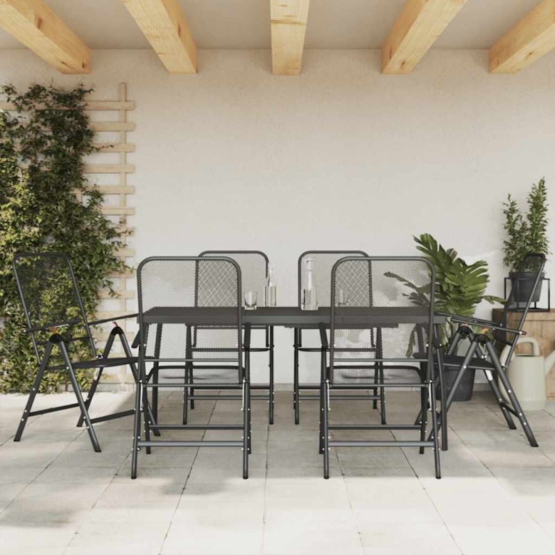 Ensemble à manger de jardin 7 pcs anthracite métal maille 510688510688