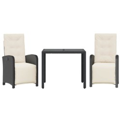 Ensemble de bistro 3 pcs avec coussins noir résine tressée 510692510692