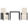 Ensemble de bistro 3 pcs avec coussins noir résine tressée 510692510692