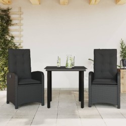 Ensemble à manger de jardin avec coussins 3 pcs Noir 510695510695