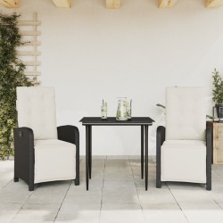 Ensemble de bistro 3 pcs avec coussins noir résine tressée 510696510696