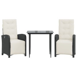 Ensemble de bistro 3 pcs avec coussins noir résine tressée 510696510696