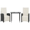 Ensemble de bistro 3 pcs avec coussins noir résine tressée 510696510696
