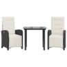 Ensemble de bistro 3 pcs avec coussins noir résine tressée 510697510697