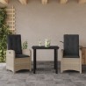 Ensemble à manger de jardin 3pcs coussins gris clair poly rotin 510698510698