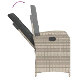 Ensemble à manger de jardin 3pcs coussins gris clair poly rotin 510698510698