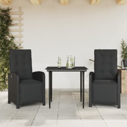 Ensemble de bistro 3 pcs avec coussins noir résine tressée 510700510700
