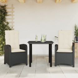 Ensemble à manger de jardin avec coussins 3 pcs Noir 510701510701