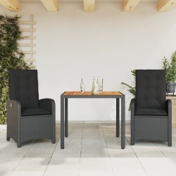 Ensemble à manger de jardin avec coussins 3 pcs Noir 510702510702