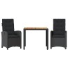 Ensemble à manger de jardin avec coussins 3 pcs Noir 510702510702