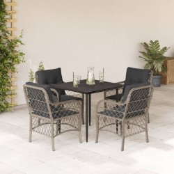 Ensemble à manger de jardin et coussins 5 pcs gris clair rotin 510703510703