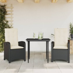 Ensemble à manger de jardin avec coussins 3 pcs Noir 510705510705