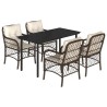 Ensemble à manger de jardin 5 pcs et coussins marron poly rotin 510708510708