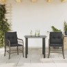 Ensemble de bistro 3 pcs avec coussins gris résine tressée 510710510710