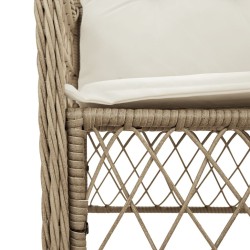 Ensemble de bistro 3 pcs avec coussins beige résine tressée 510712510712
