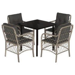 Ensemble à manger de jardin et coussins 5 pcs gris clair rotin 510715510715