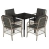 Ensemble à manger de jardin et coussins 5 pcs gris clair rotin 510715510715