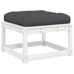 Salon de jardin 5 pcs avec coussins blanc bois massif de pin 510716510716