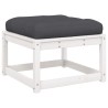 Salon de jardin 5 pcs avec coussins blanc bois massif de pin 510716510716