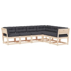Salon de jardin 6 pcs avec coussins bois de pin massif 510721510721