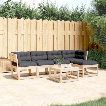 Salon de jardin 5 pcs avec coussins bois de pin massif 510722510722