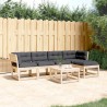 Salon de jardin 5 pcs avec coussins bois de pin massif 510722510722