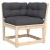 Salon de jardin 5 pcs avec coussins bois de pin massif 510722510722