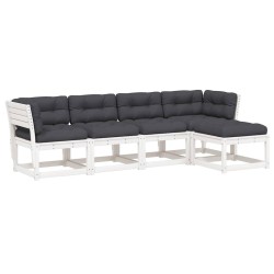 Salon de jardin 5 pcs avec coussins blanc bois massif de pin 510723510723