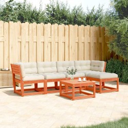 Salon de jardin 5 pcs avec coussins cire marron bois pin massif 510724510724
