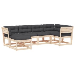 Salon de jardin 6 pcs avec coussins bois de pin massif 510725510725
