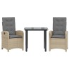 Ensemble à manger de jardin et coussins 3 pcs mélange beige 510730510730