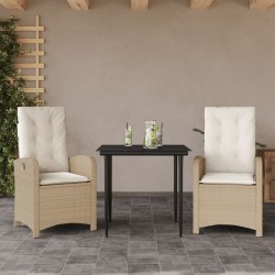 Ensemble à manger de jardin et coussins 3 pcs Beige poly rotin 510731510731