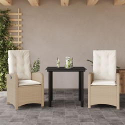 Ensemble à manger de jardin et coussins 3 pcs Beige poly rotin 510732510732