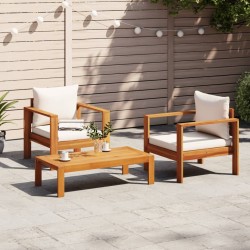 Salon de jardin avec coussins 3 pcs bois massif d'acacia 510734510734